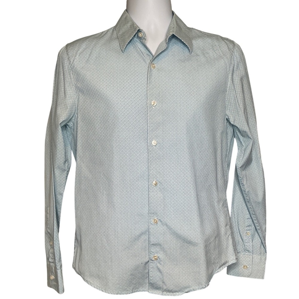 Club Monaco Mens Geometric Print Button Up Shirt Size S Classic Career Preppy